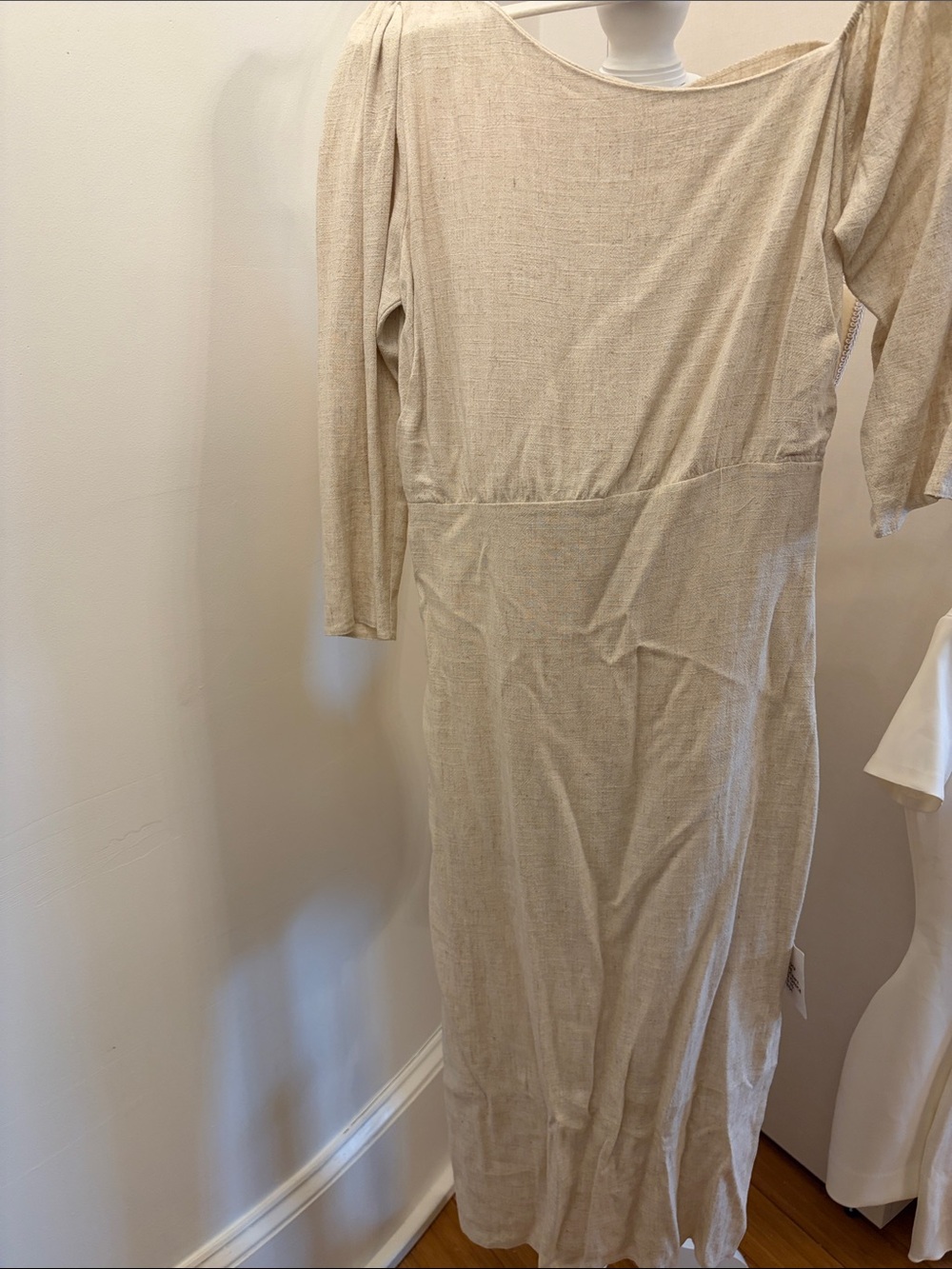 Women's Long Sleeve Cream Maxi Dress linen